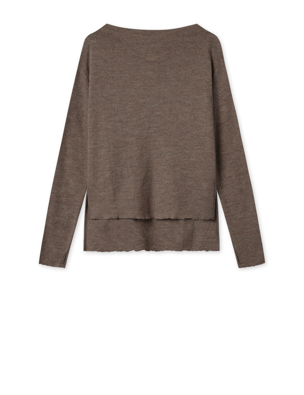 Merino uld bluse med længde forskel 4040 i basis farver