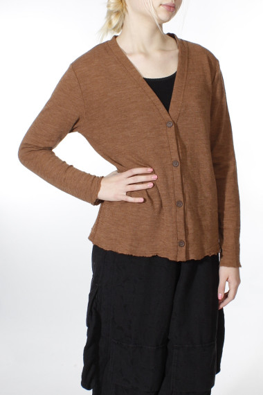 Merino uld cardigan i caramel brun