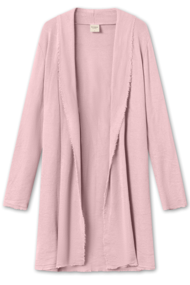 Mellem lang merino uld cardigan i rose