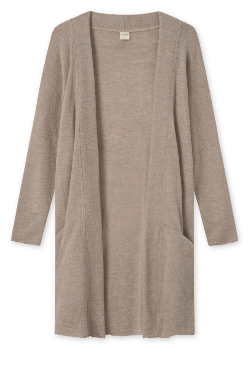 Mellem lang cardigan i merino uld 8005 i basis farver