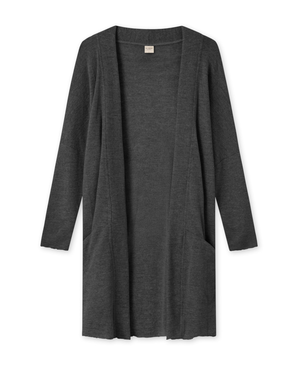 Mellem lang cardigan i merino uld 8005 i basis farver
