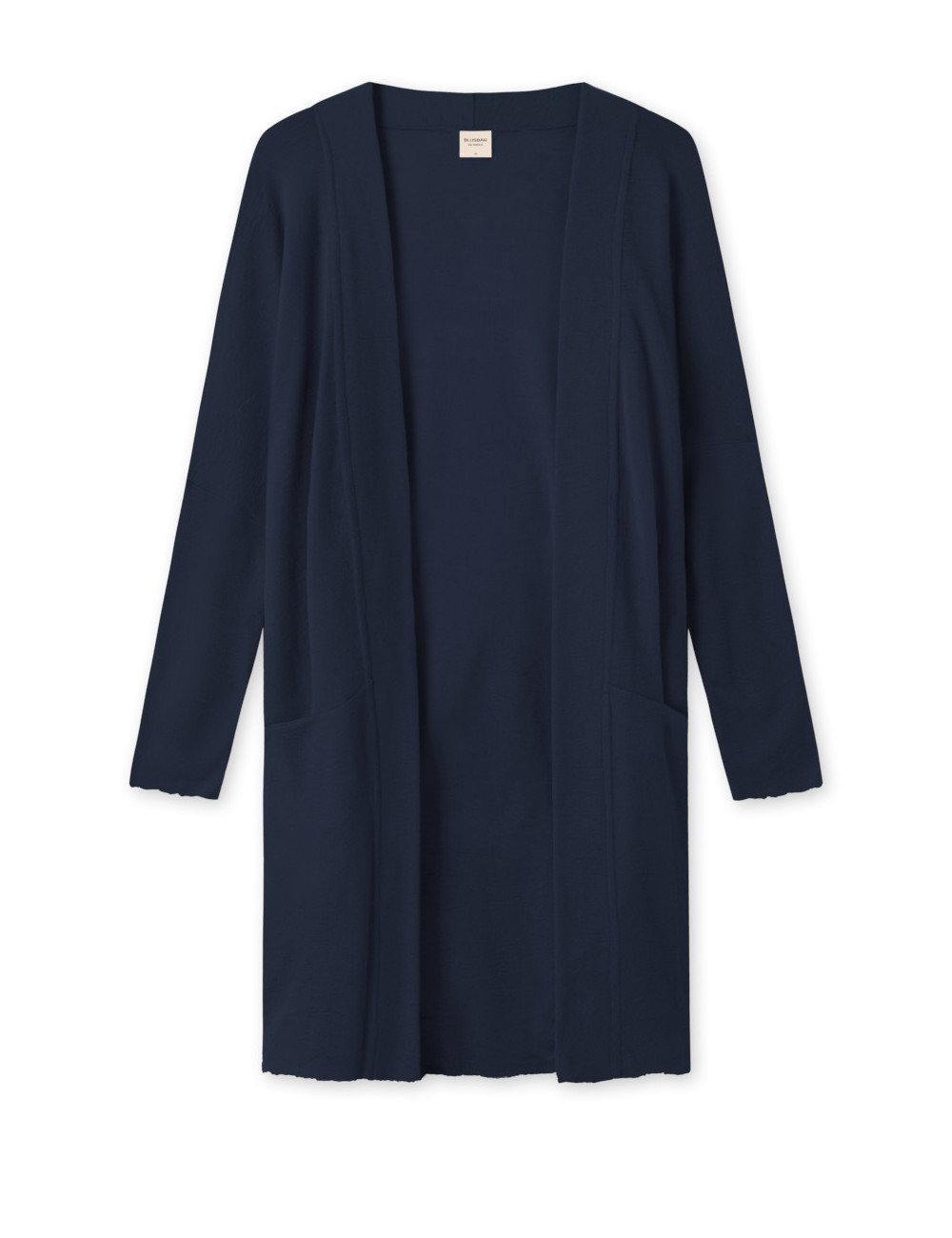 Mellem lang cardigan i merino uld 8005 i basis farver
