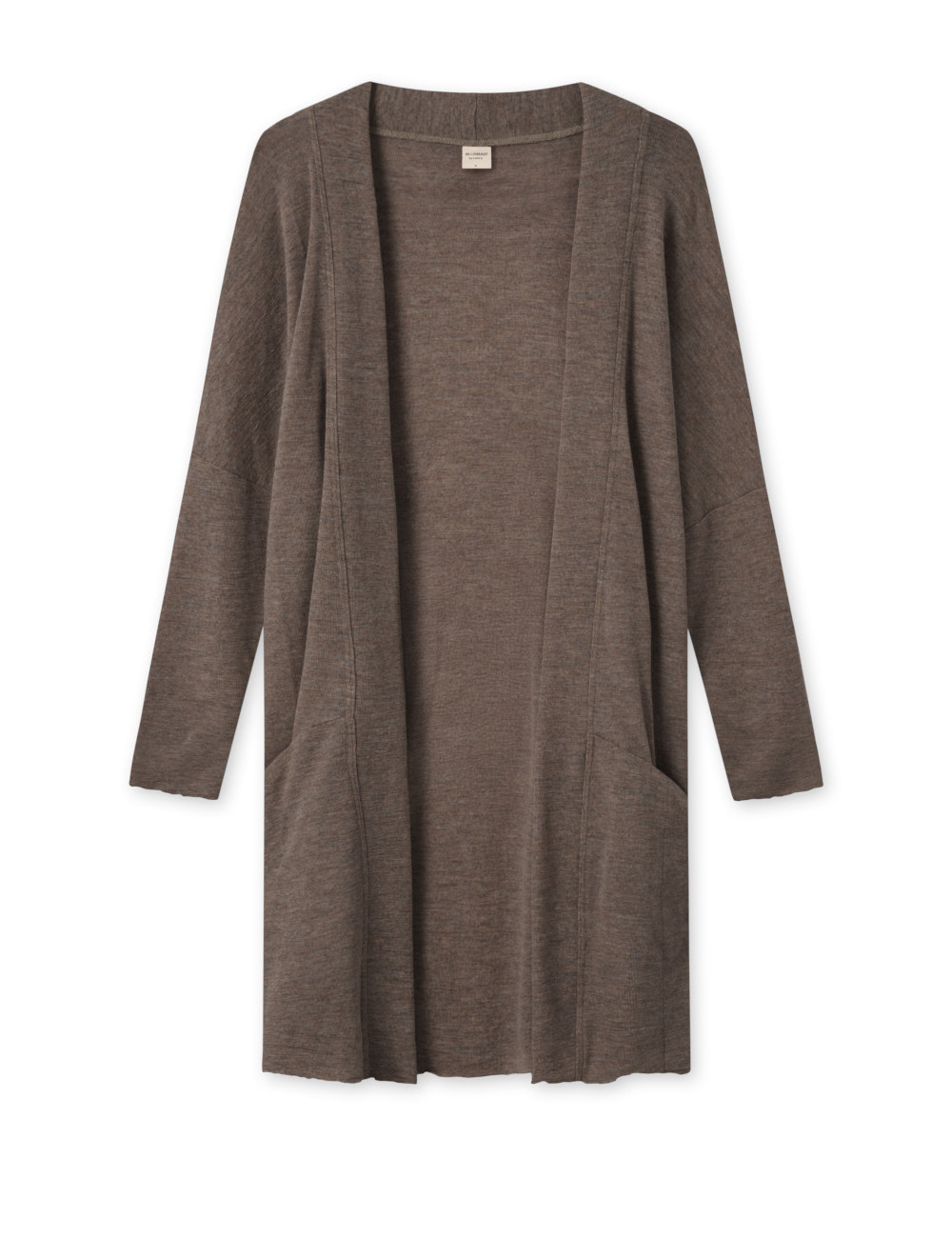Mellem lang cardigan i merino uld 8005 i basis farver