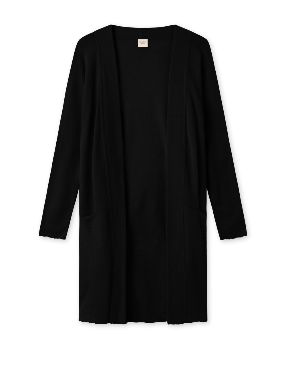 Mellem lang cardigan i merino uld 8005 i basis farver
