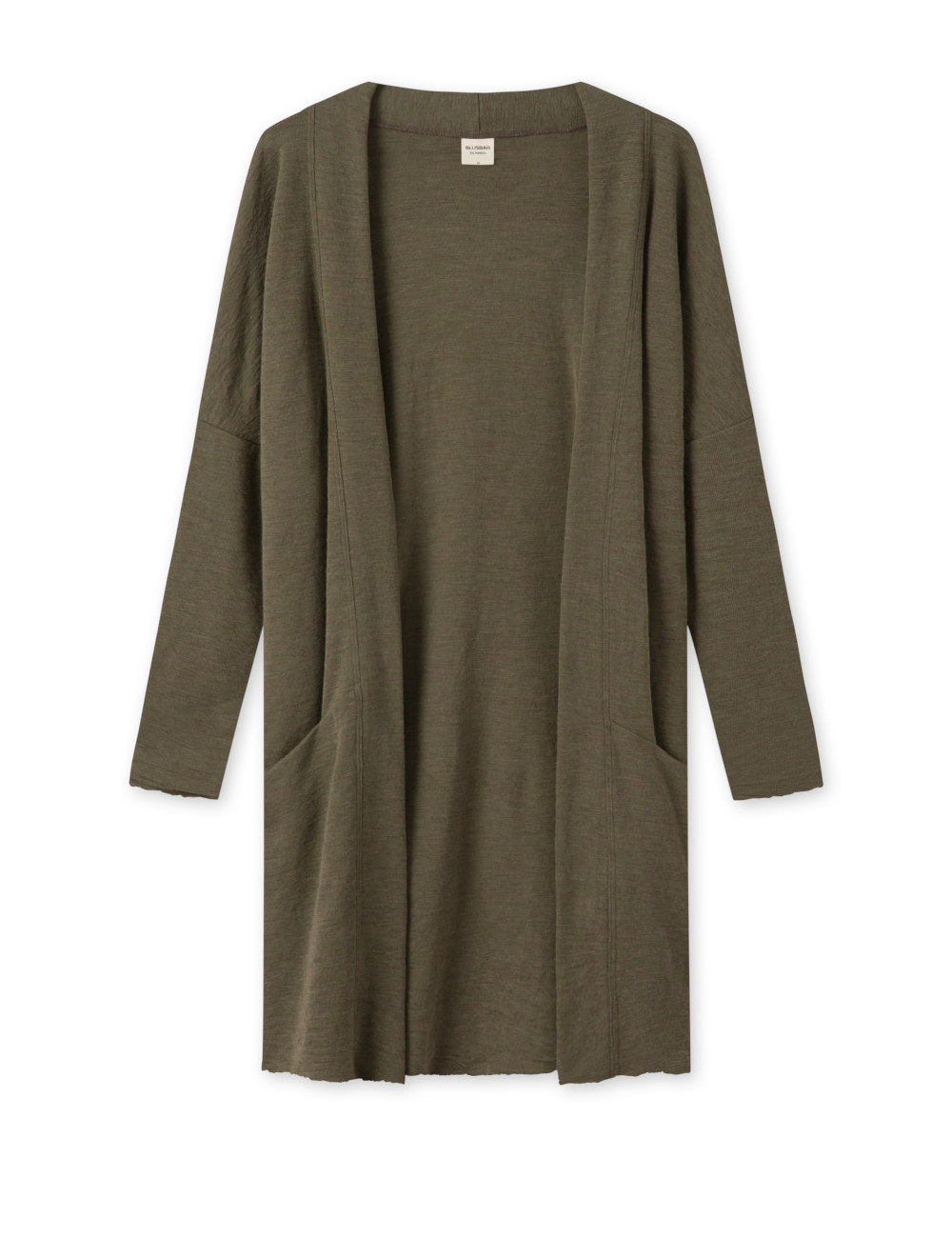 Mellem lang cardigan i merino uld 8005 i basis farver