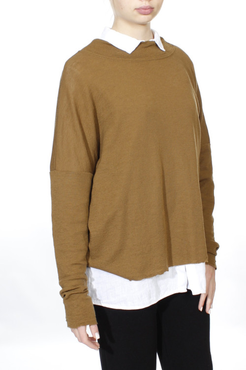 Rummelig merino uld bluse med rund hals 4025 i basis farver