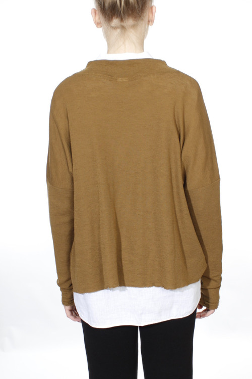 Rummelig merino uld bluse med rund hals 4025 i basis farver