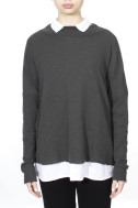 Rummelig merino uld bluse med rund hals 4025 i basis farver