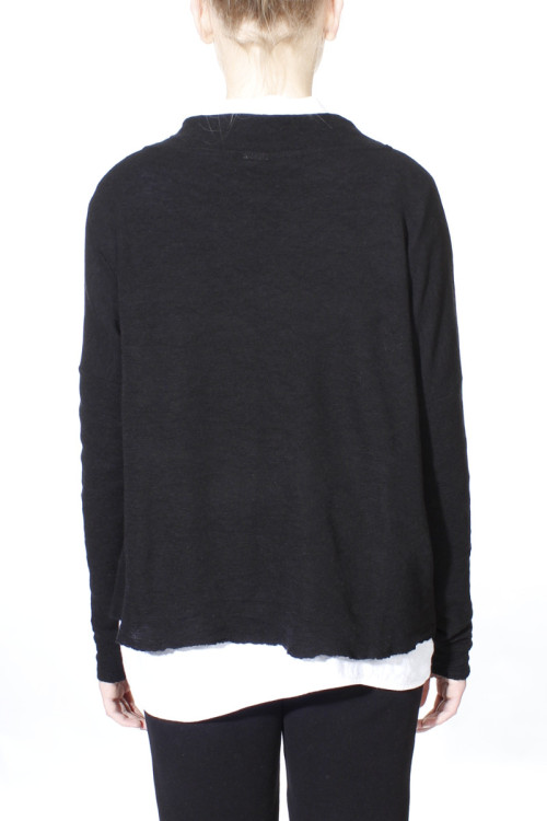 Rummelig merino uld bluse med rund hals 4025 i basis farver