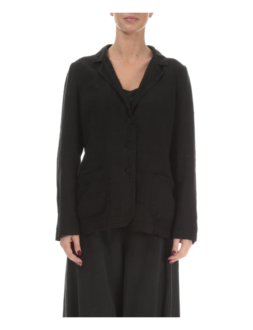Hør cardigan i blazer facon