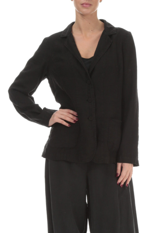 Hør cardigan i blazer facon