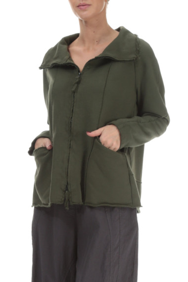 Kort cardigan med lynlås i trikotage fra Grizas