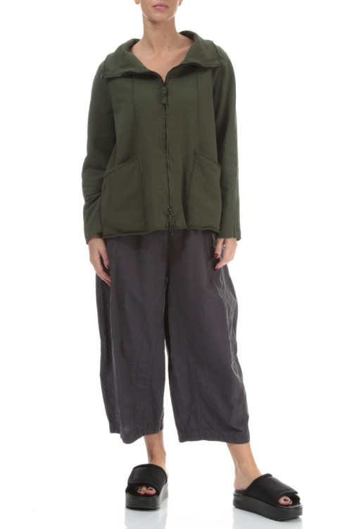 Kort cardigan med lynlås i trikotage fra Grizas