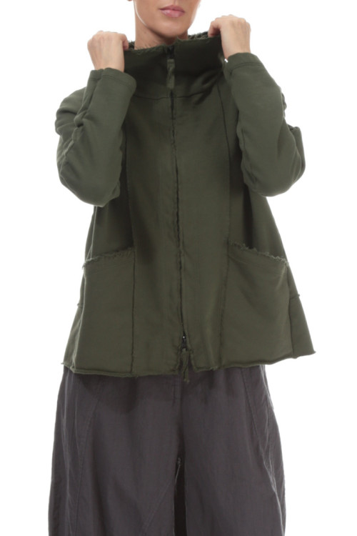 Kort cardigan med lynlås i trikotage fra Grizas