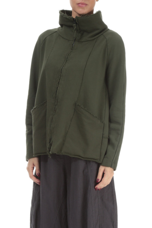 Kort cardigan med lynlås i trikotage fra Grizas