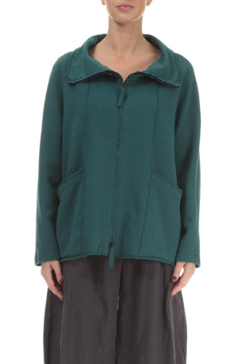 Kort cardigan med lynlås i trikotage fra Grizas