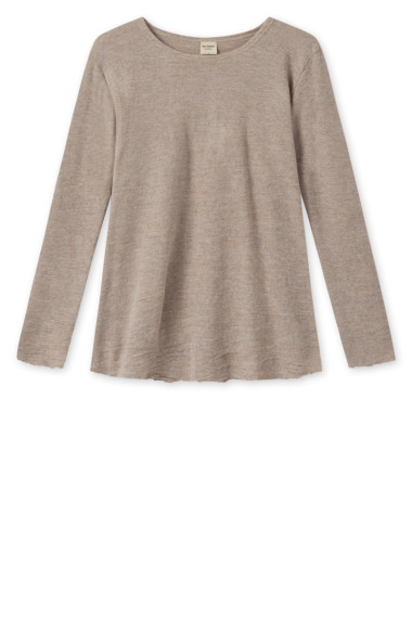 Merino uld bluse med A-facon fra By Basics i sand farve
