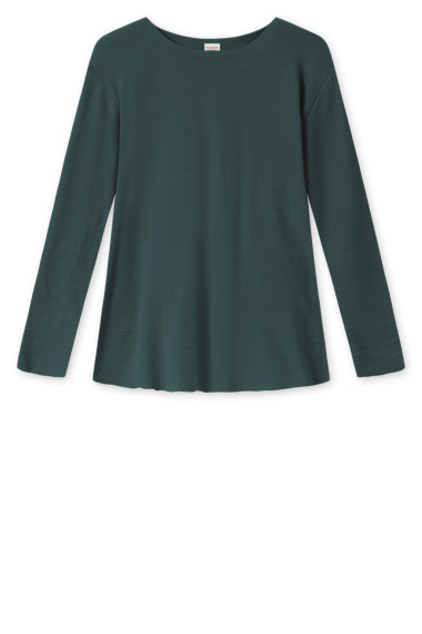 Merino uld bluse med A-facon fra By Basics i lys flaske grøn