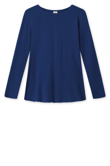 Merino uld bluse med A-facon fra By Basics i navy
