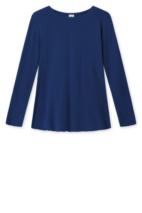 Merino uld bluse med A-facon 4012 i grønne og blålige farver