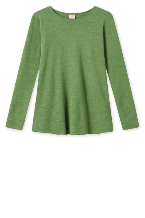 Merino uld bluse med A-facon 4012 i grønne og blålige farver