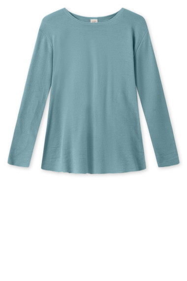 Merino uld bluse med A-facon fra By Basics i zink blå