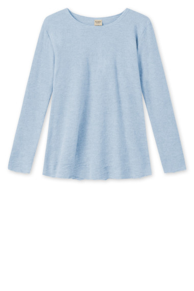 Merino uld bluse med A-facon fra By Basics i baby blå
