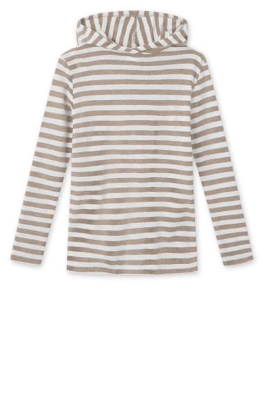 Merino uld bluse med hætte 4021 i striber