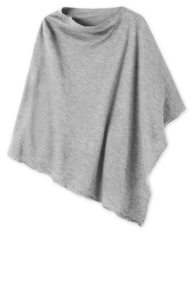 Merinould poncho fra By Basics i lyse grå