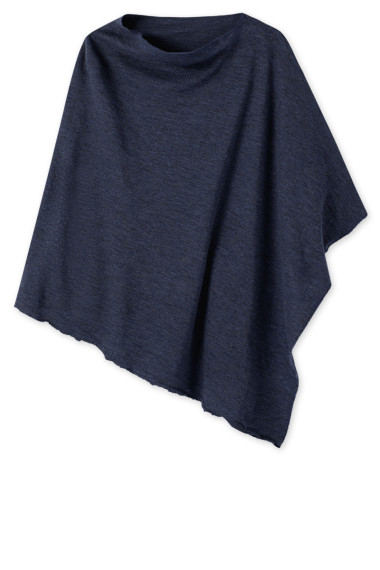 Merinould poncho fra By Basics i midt nat blå melange