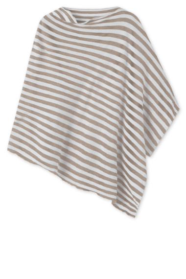 Merinould poncho fra By Basics i sand farvet striber