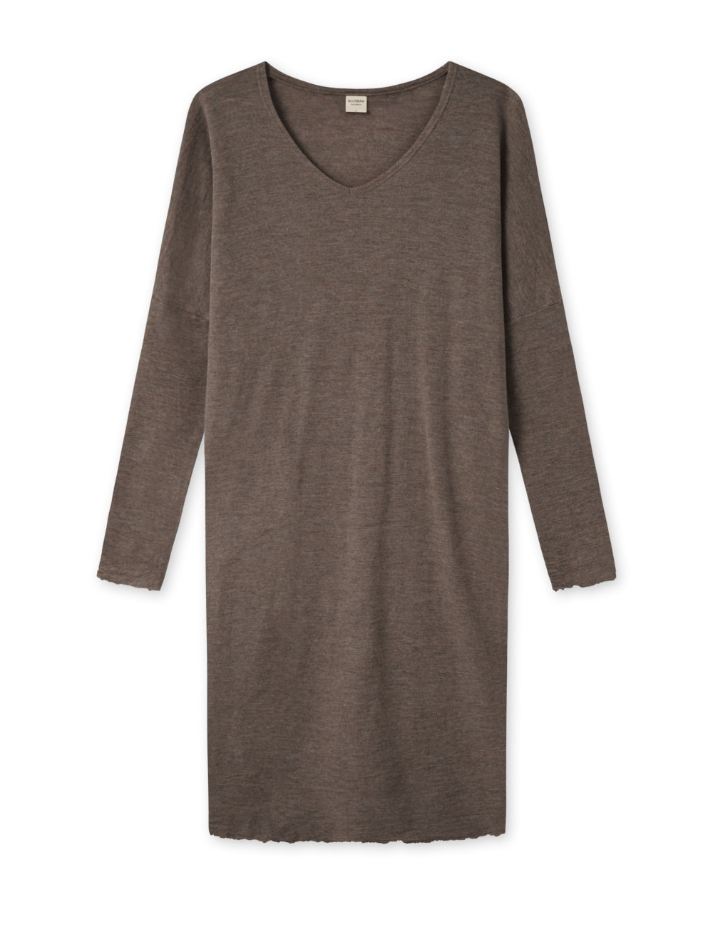 Lang merino uld kjole med v-hals 7018 i basis farver