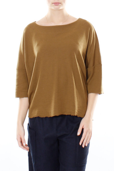Baggy busseronne i merinould fra By Basics i bronze brun