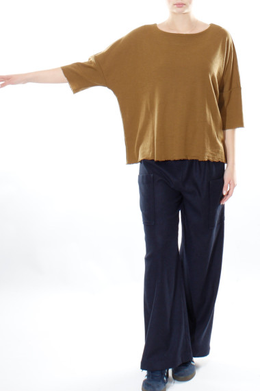 Baggy busseronne i merinould fra By Basics i bronze brun