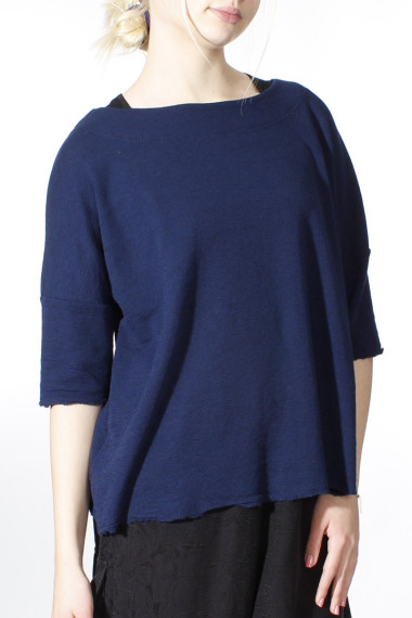 Baggy busseronne i merinould fra By Basics i navy