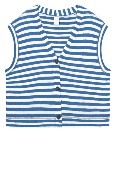 Casual merino uld vest fra By Basics med blå striber
