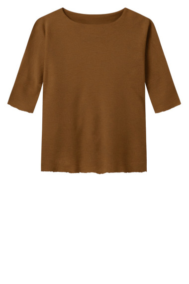 Baggy busseronne i merinould fra By Basics i bronze brun