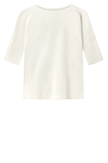 Baggy busseronne i merinould fra By Basics i rå hvid