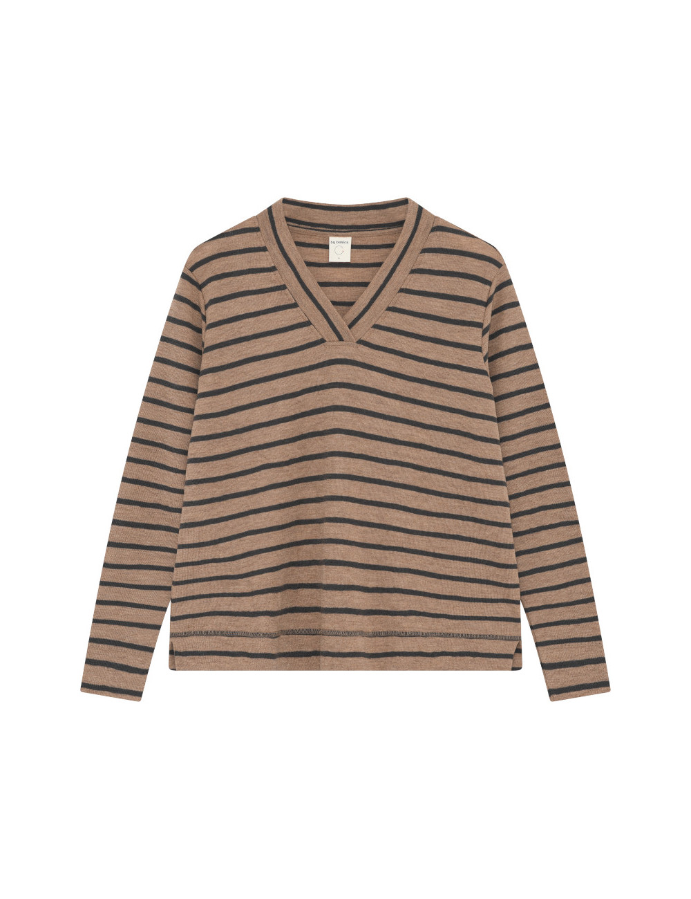 Oversize merino uld bluse med v-hals 4067 i striber