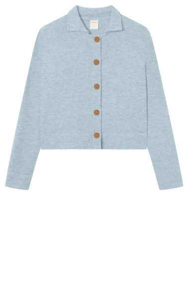 Kort merino uld cardigan med knapper 8011 i farver
