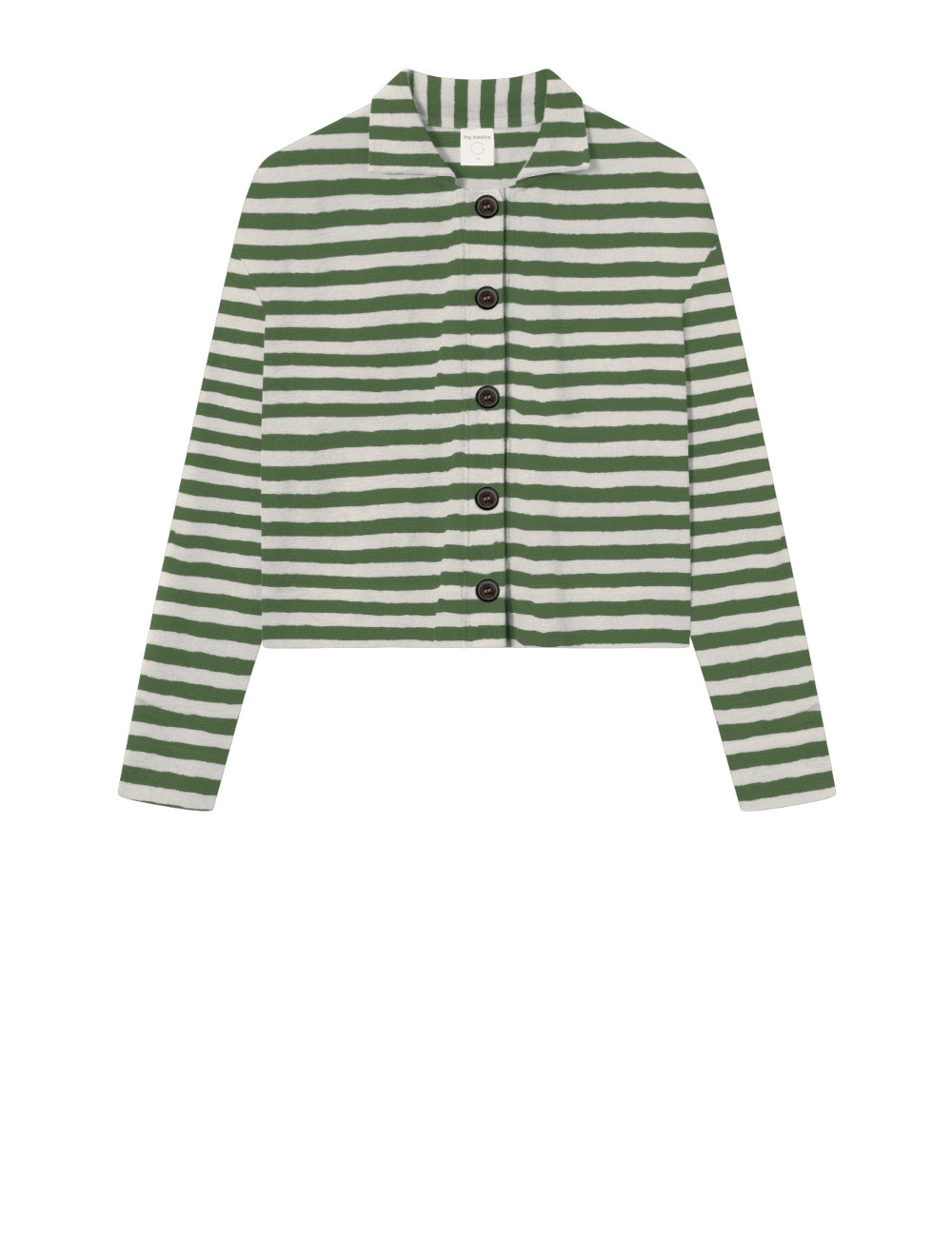 Kort merino uld cardigan med knapper 8011 i striber