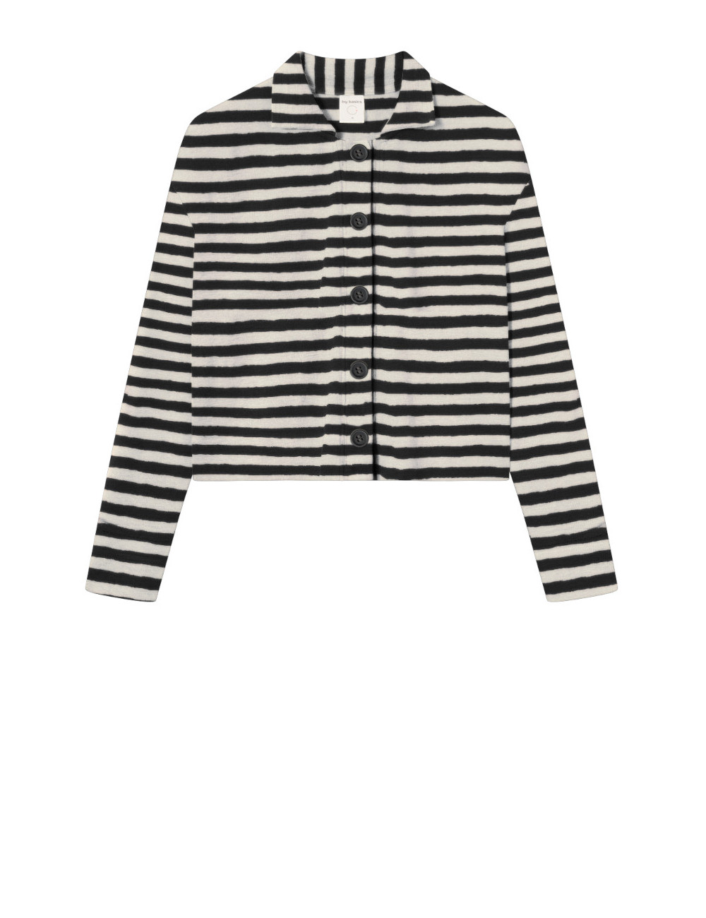 Kort merino uld cardigan med knapper 8011 i striber