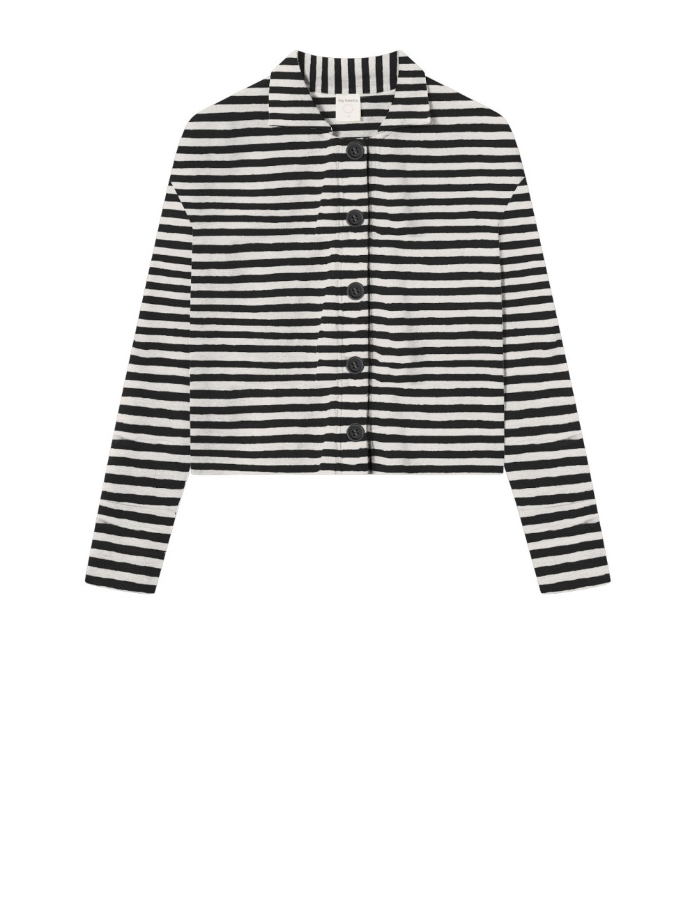 Kort merino uld cardigan med knapper 8011 i striber