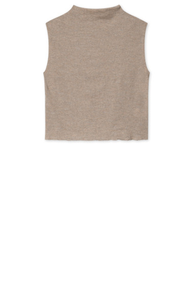 Vest i tynd merino uld fra ByBasic i sand farve
