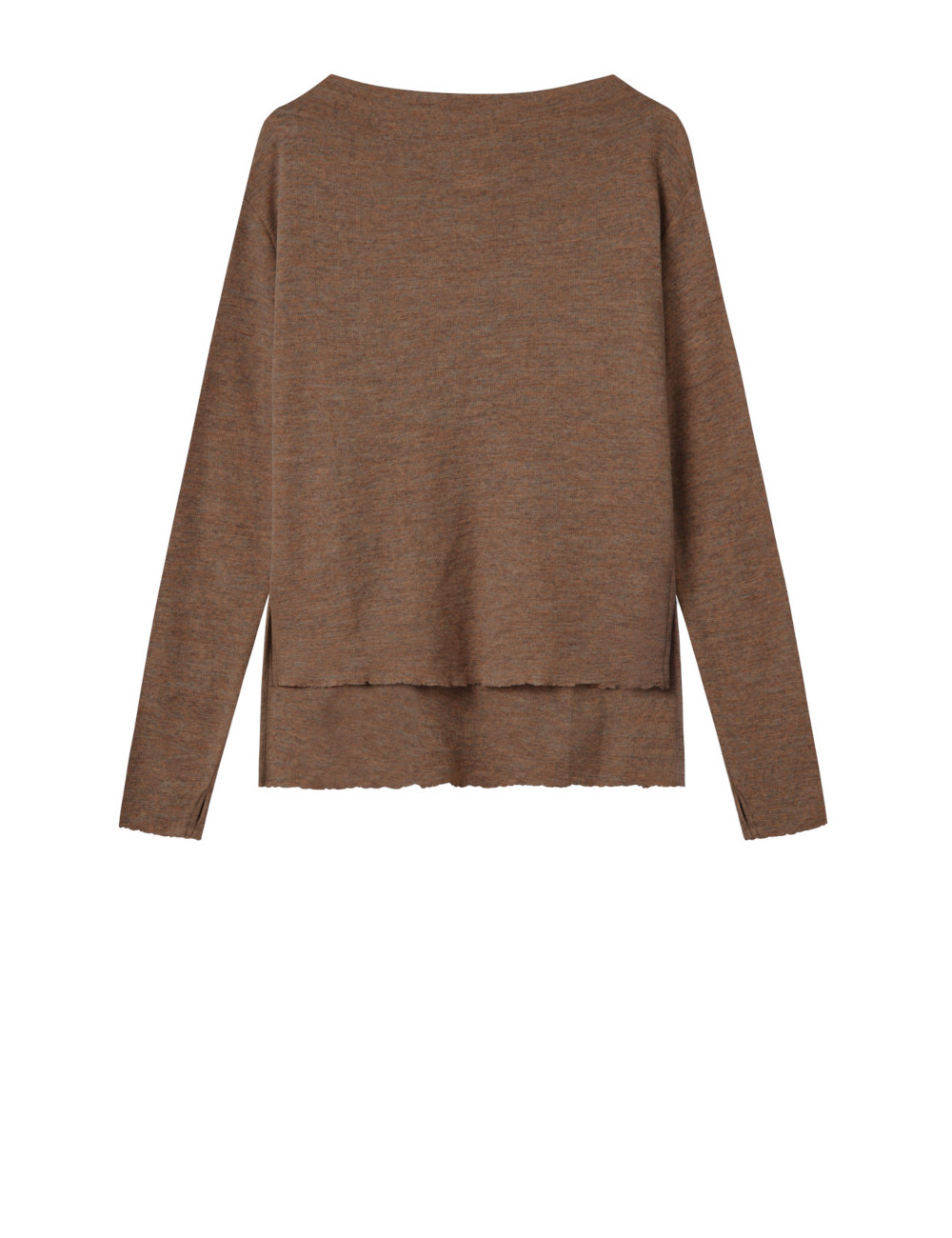 Merino uld bluse med længde forskel 4040 i basis farver