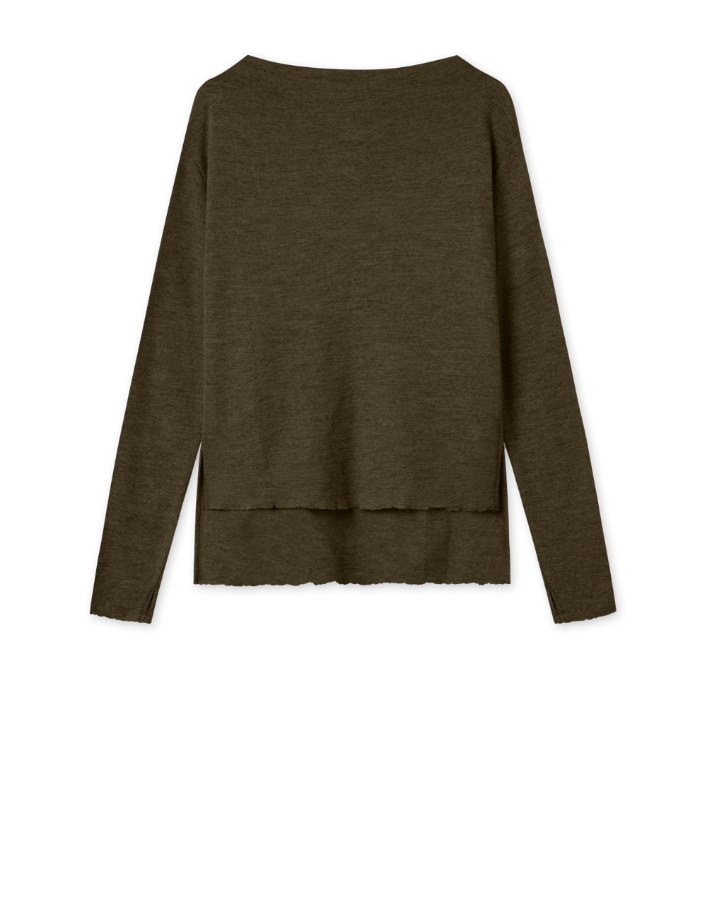 Merino uld bluse med længde forskel 4040 i basis farver