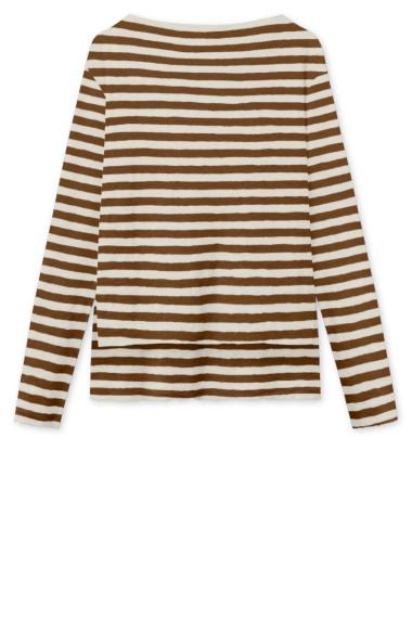Merino uld bluse med længde forskel 4040 i striber