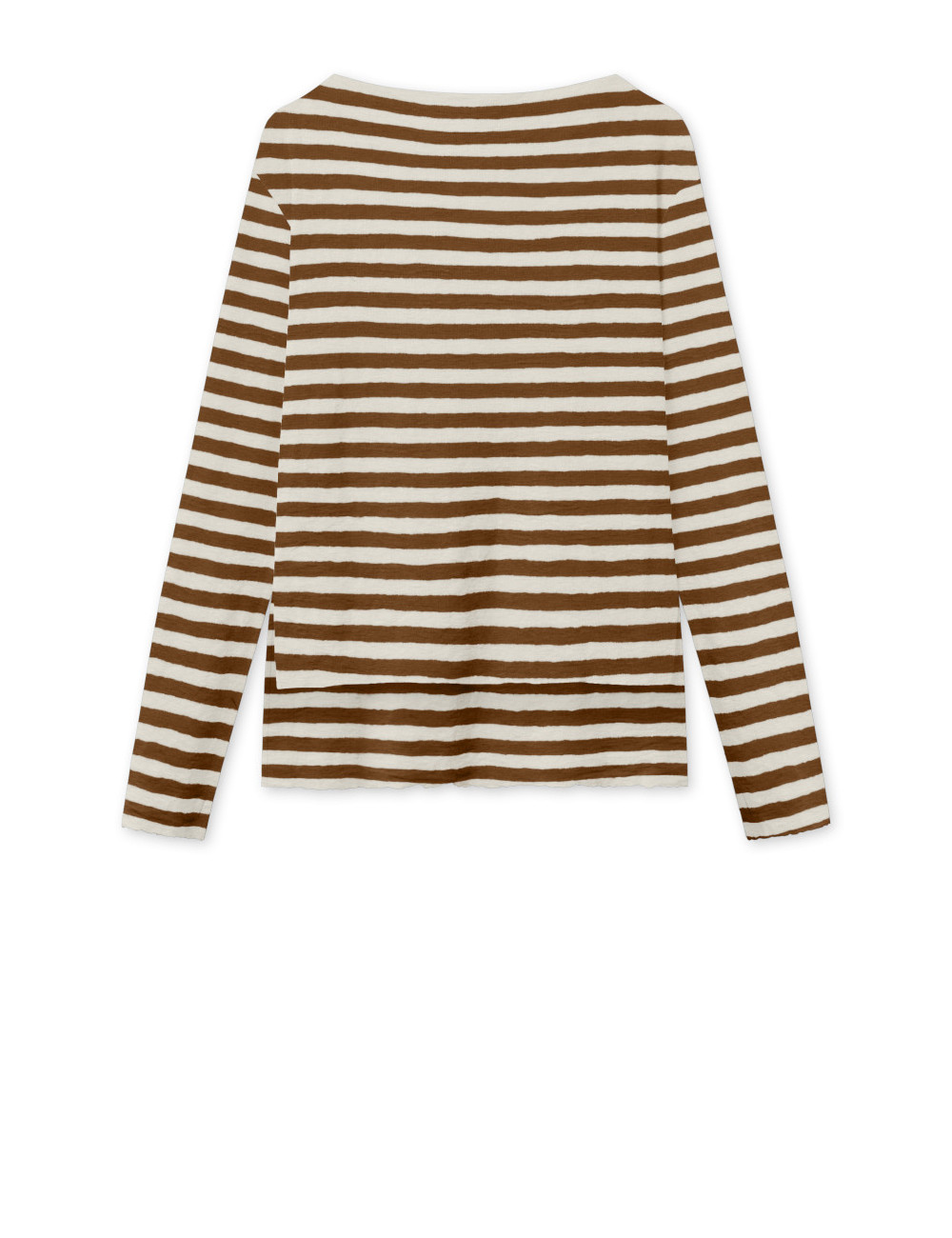Merino uld bluse med længde forskel 4040 i striber