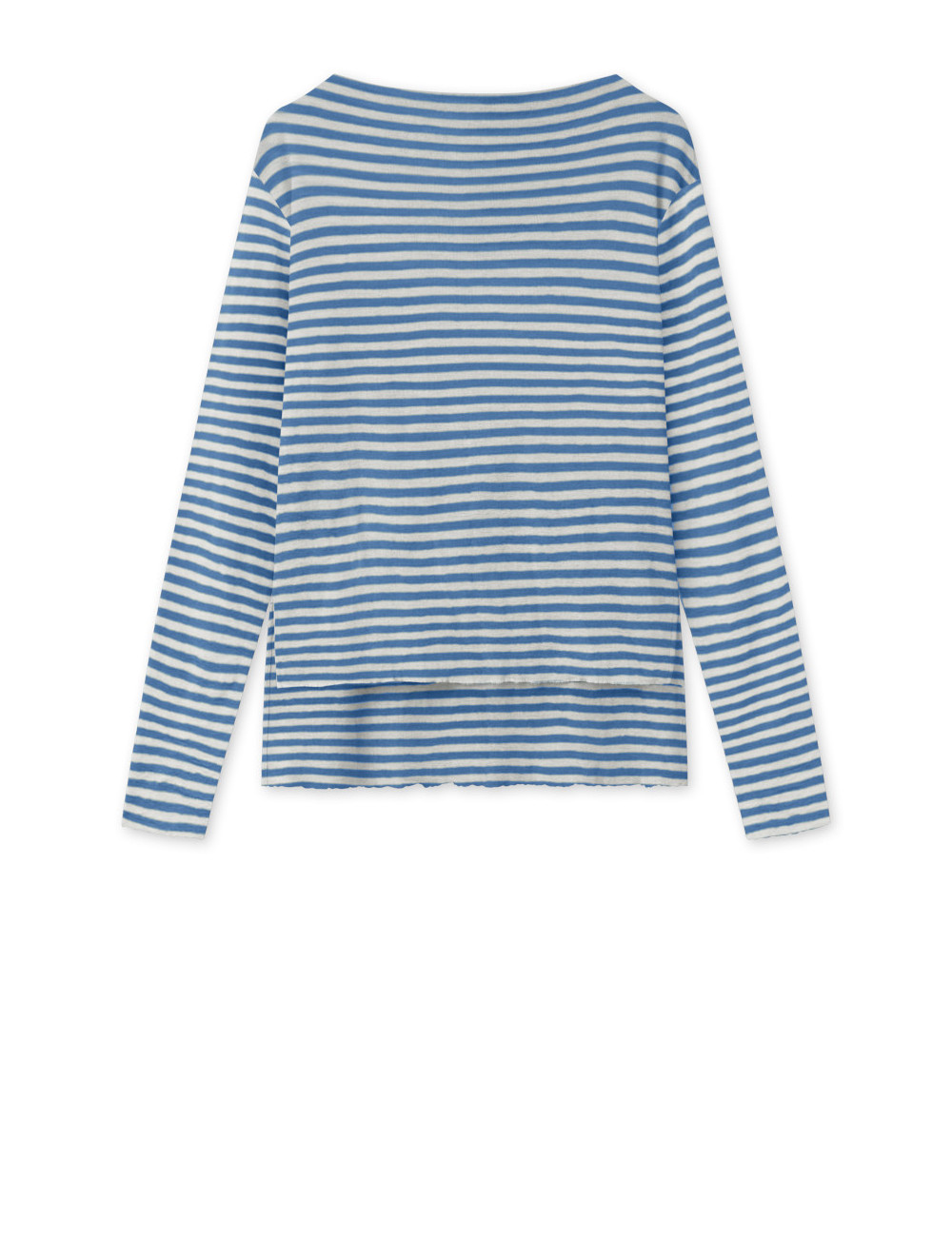 Merino uld bluse med længde forskel 4040 i striber