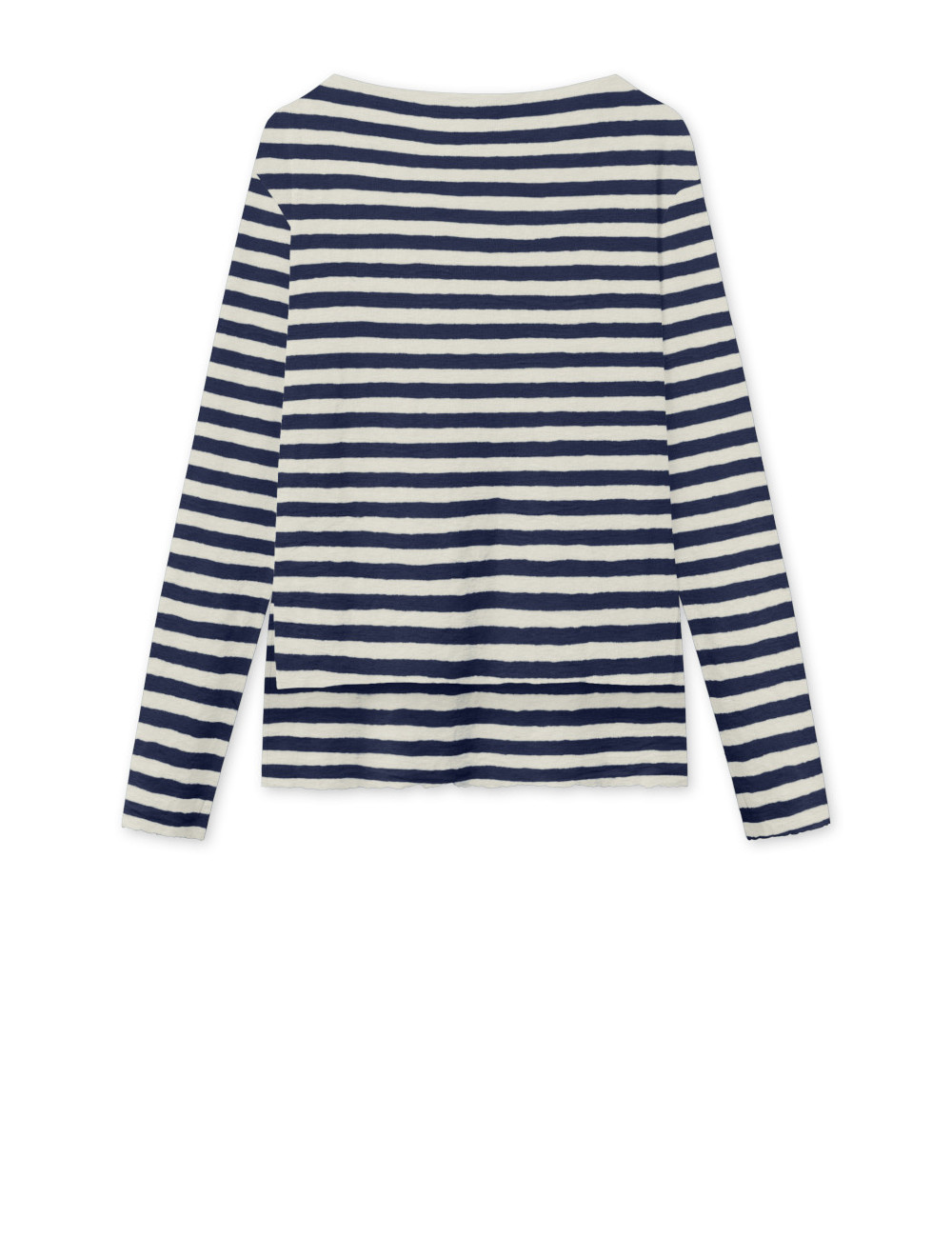 Merino uld bluse med længde forskel 4040 i striber